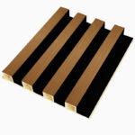 decorative WPC wall panel LK3006HC teak tone high contrast interior wall panel design