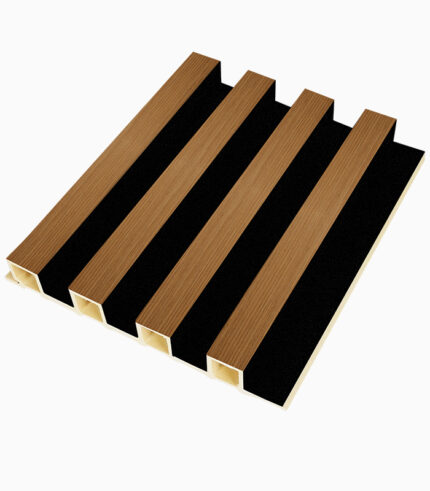 decorative WPC wall panel LK3006HC teak tone high contrast interior wall panel design