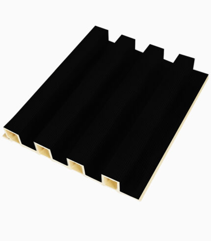 decorative WPC wall panel LK8003 black textured slatted wall panel design