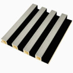 decorative WPC wall panel M1057HC gray slats black background interior wall panel design