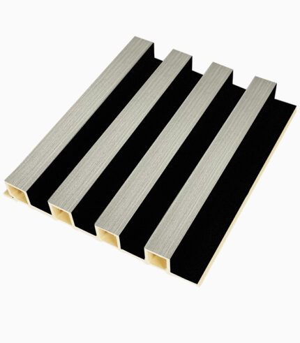 decorative WPC wall panel M1057HC gray slats black background interior wall panel design